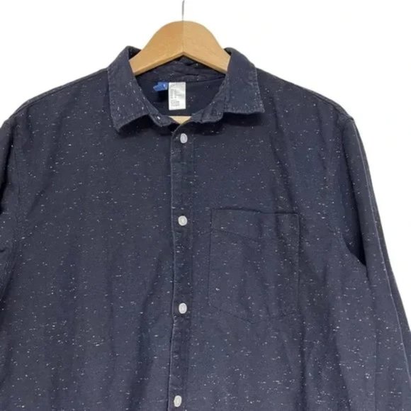 H&M Long Sleeve Button Down Shirt Navy Blue Men's Size Medium - Picture 3 of 6